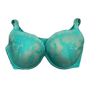Cacique Bra 42DDD Teal Nude Lace Adjustable Straps Lane Bryant Lingerie Top